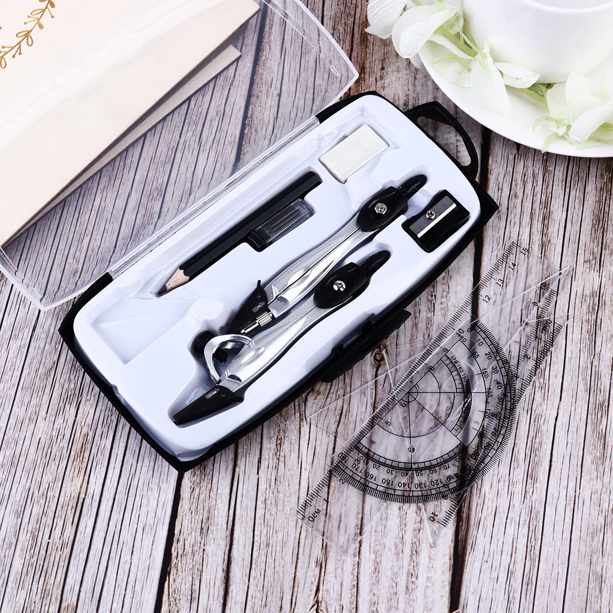 Compass Geometry Set - 8 Pieces Drawing Kit Metal Compass