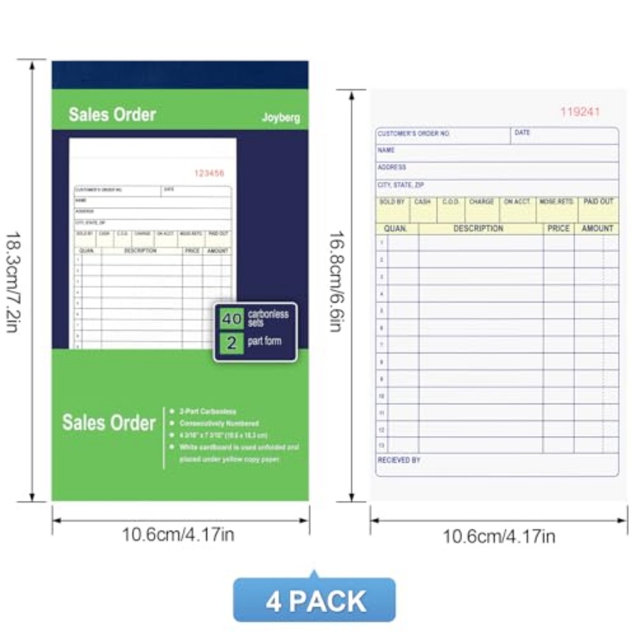 4 Pack Sales Order Book, 4.17i - Carbon Copy Book 리뷰 및 가격