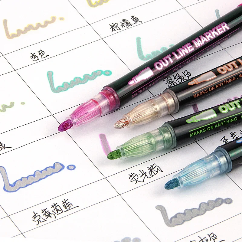 36 Color Double Line Outline A - Highlighter Set Pastel 리뷰 및 가격