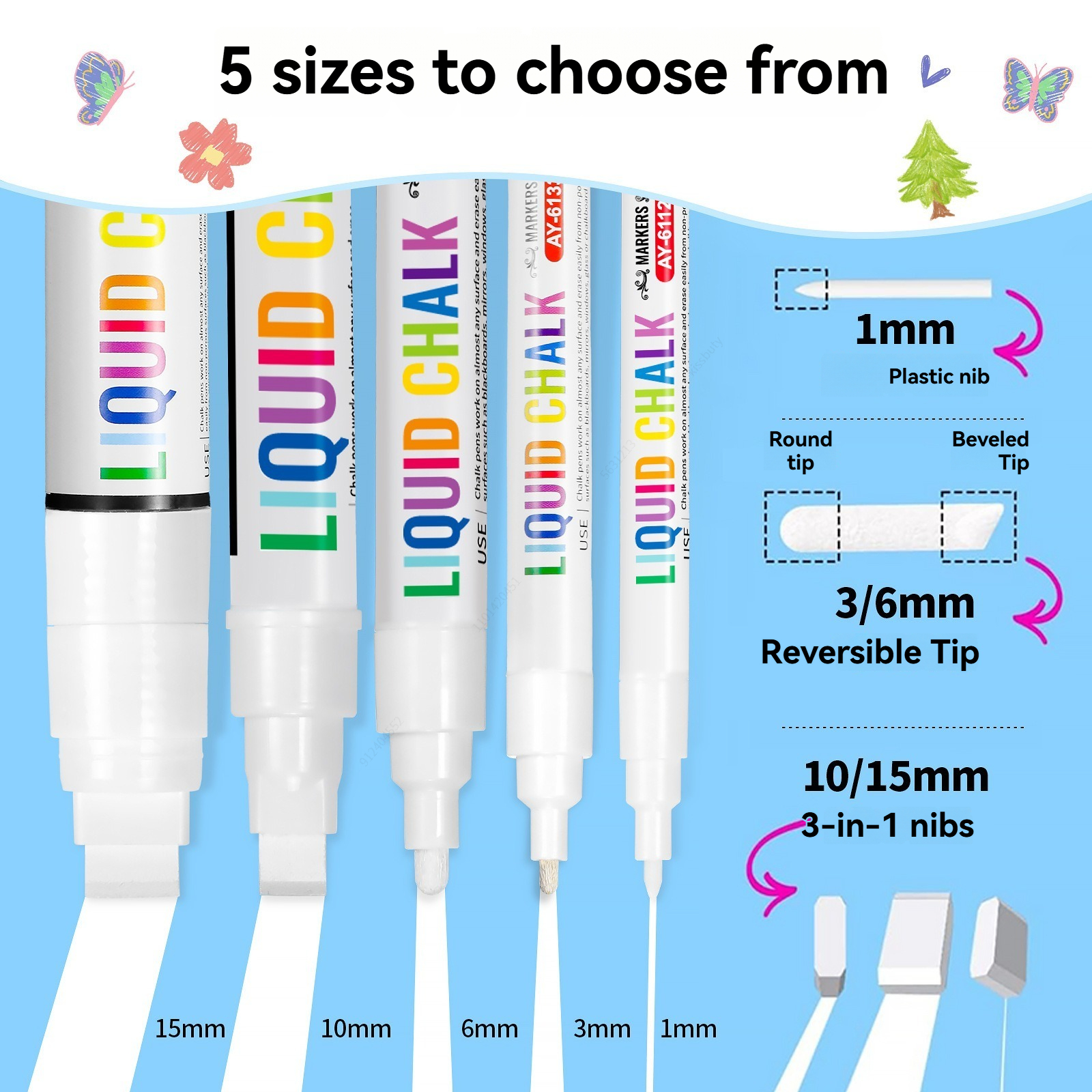 5pcs/set White Chalk Markers L - Correction Fluid White 리뷰 및 가격