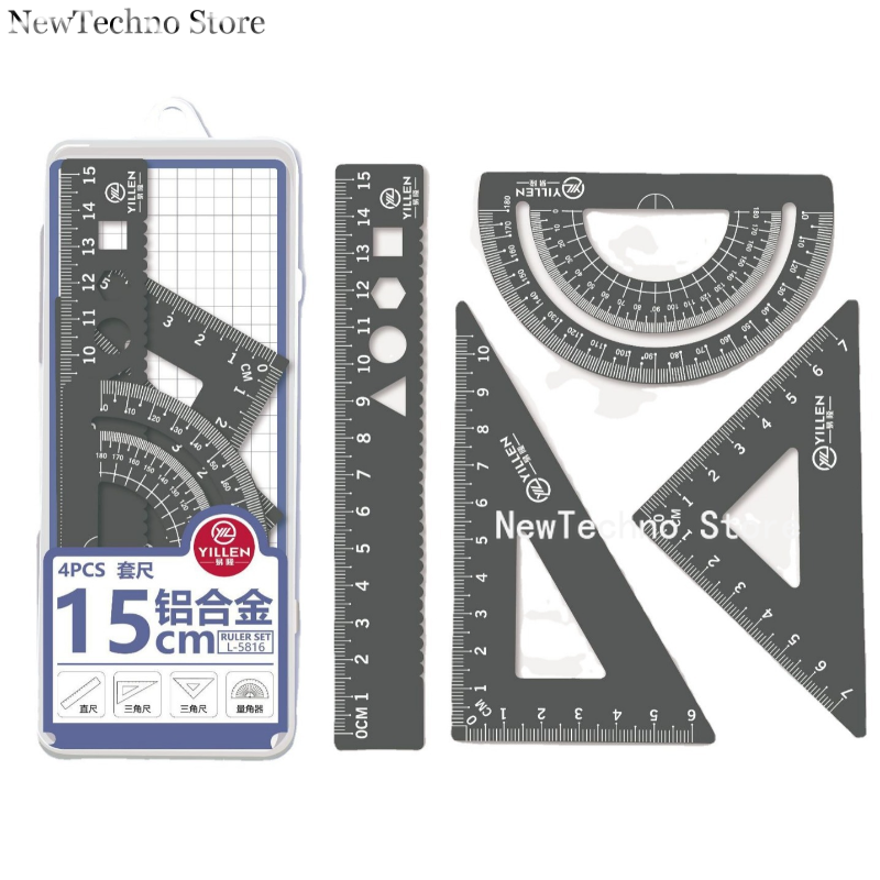 4Pcs/Set Aluminium Ruler Set M - Compass Geometry Set 리뷰 및 가격