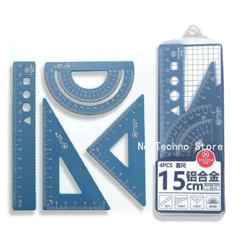 4Pcs/Set Aluminium Ruler Set M - Compass Geometry Set 리뷰 및 가격