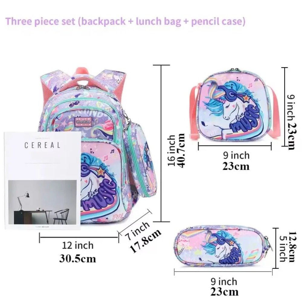 3PCS Kids Backpack Set Unicorn - Pencil Case Large 리뷰 및 가격