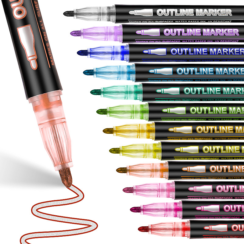 8-60 Color Double Line Outline - Highlighter Set Pastel 리뷰 및 가격