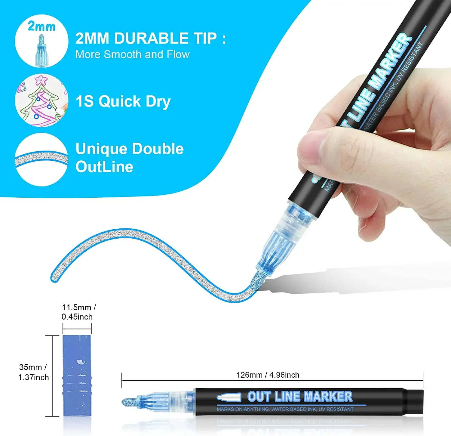 8-60 Color Double Line Outline - Highlighter Set Pastel 리뷰 및 가격