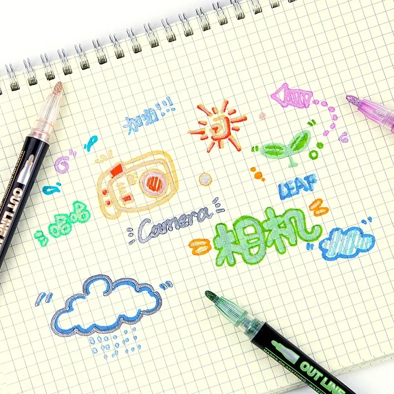 8-60 Color Double Line Outline - Highlighter Set Pastel 리뷰 및 가격