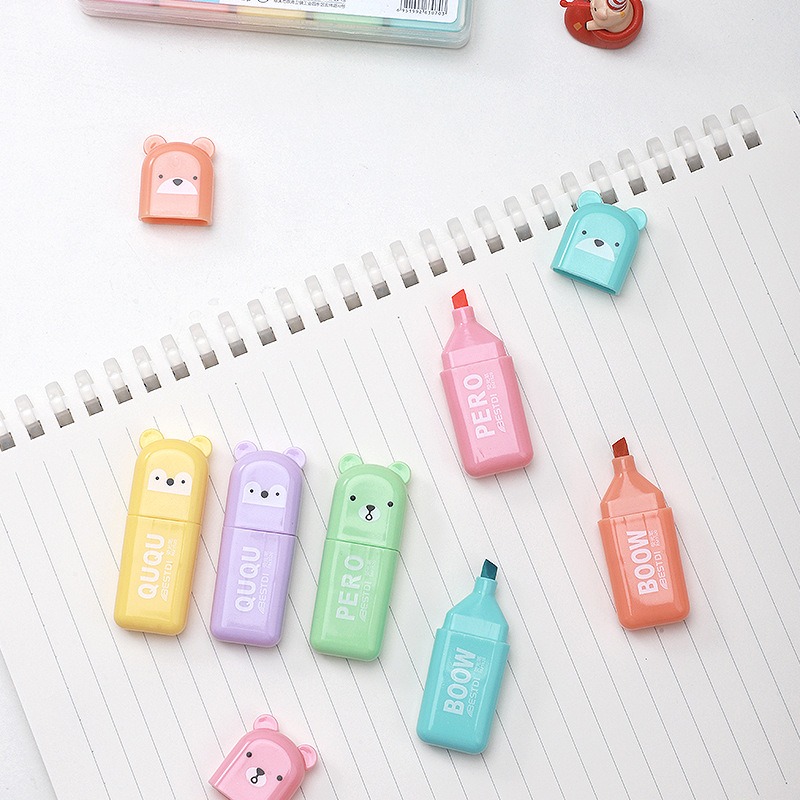 4/6/12 Pcs Kawaii Bear Highlig - Highlighter Set Pastel 리뷰 및 가격