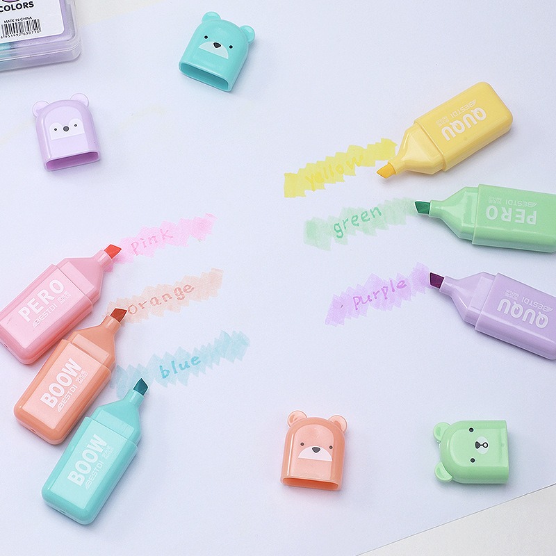 4/6/12 Pcs Kawaii Bear Highlig - Highlighter Set Pastel 리뷰 및 가격