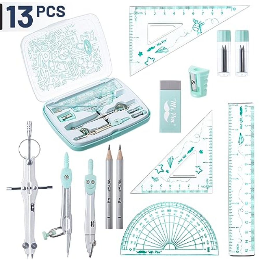 Geometry Set, 13 pcs, 3 Metal  - Compass Geometry Set 리뷰 및 가격