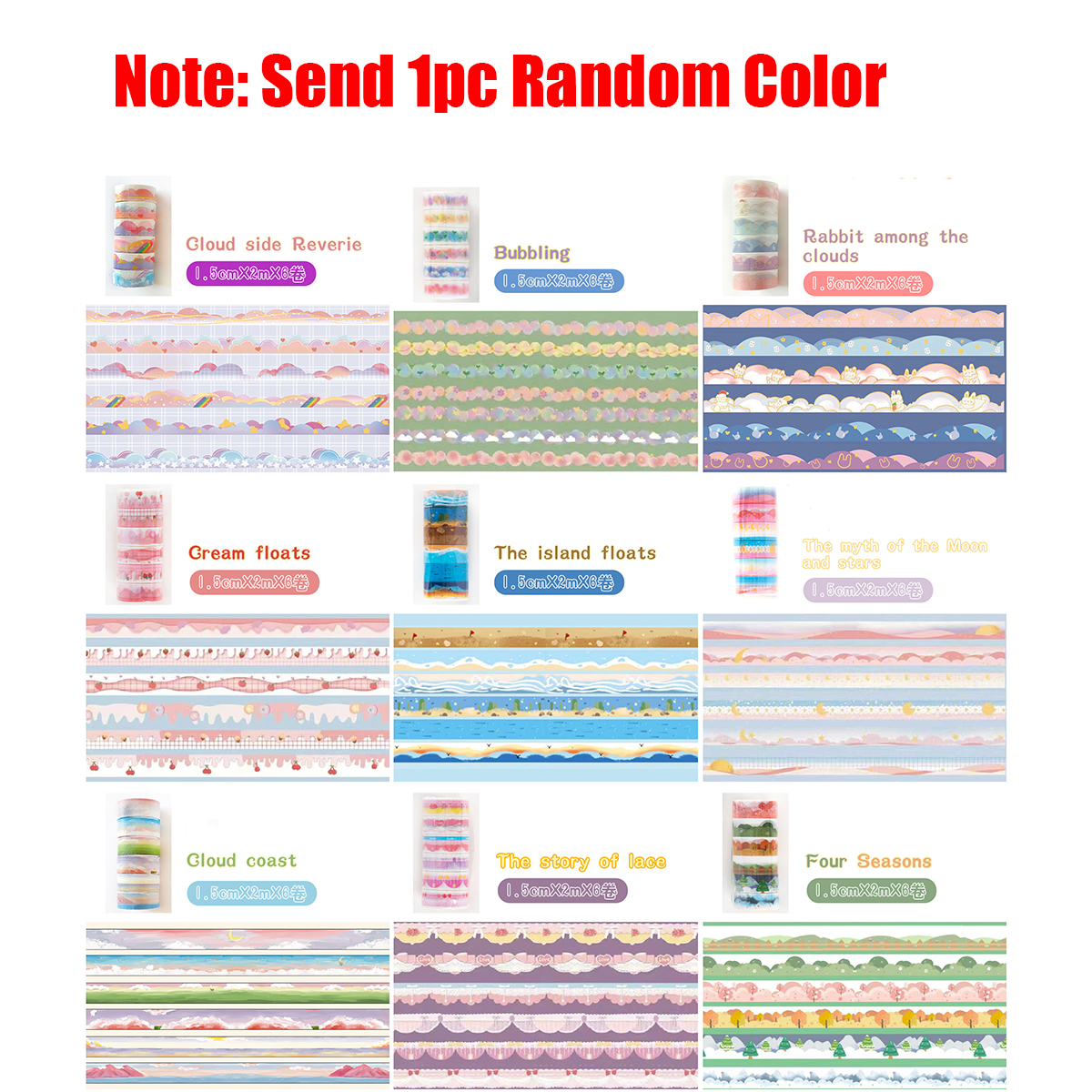6roll/set Random Color Landsca - Washi Tape Set 리뷰 및 가격